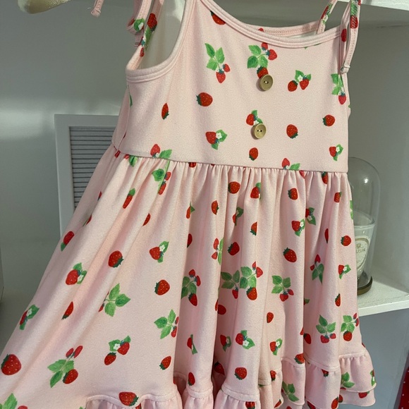Jane + Jo Girls Strawberry Print Pink Dress size 7Y EUC - Picture 3 of 5